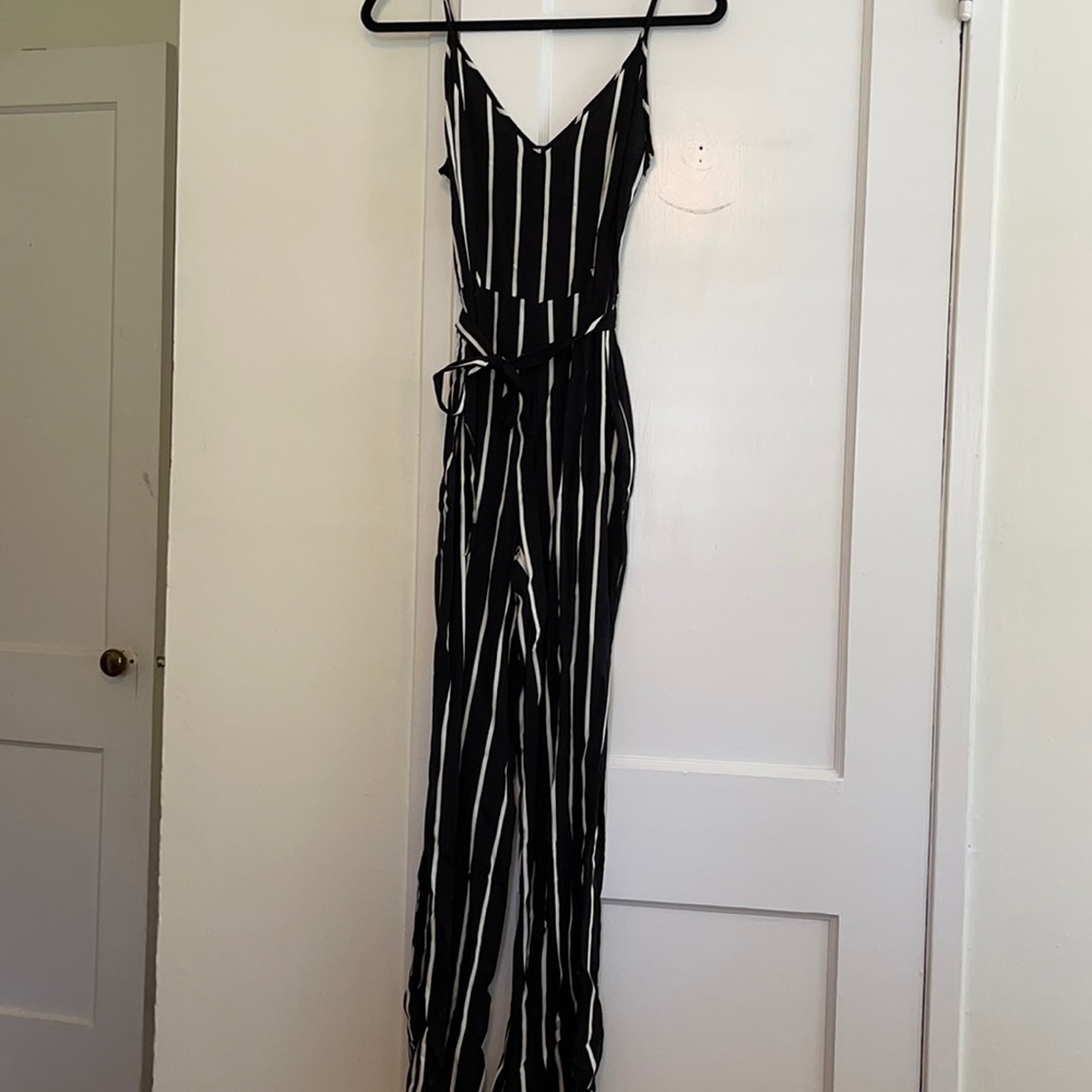 black and white stripe jumpsuit